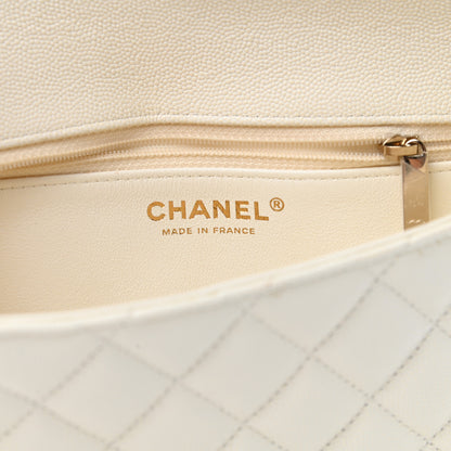Chanel Caviar Quilted Flap Clutch White 6 of 7