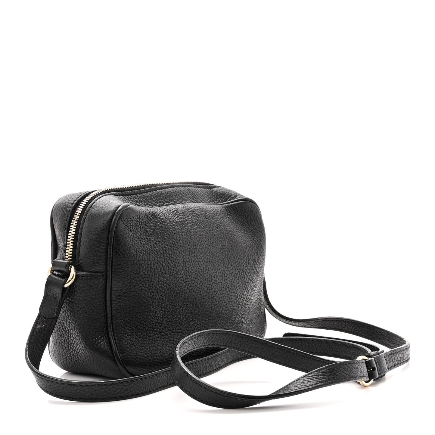 Pebbled Calfskin Small Soho Disco Bag Black