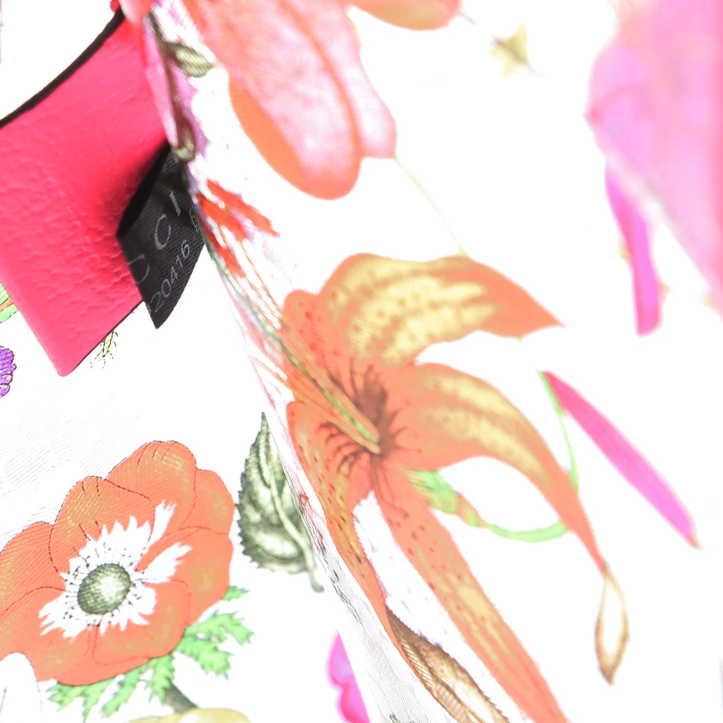 Calfskin Textured Vinyl Print Flora Tote Fluorescent Fuchsia