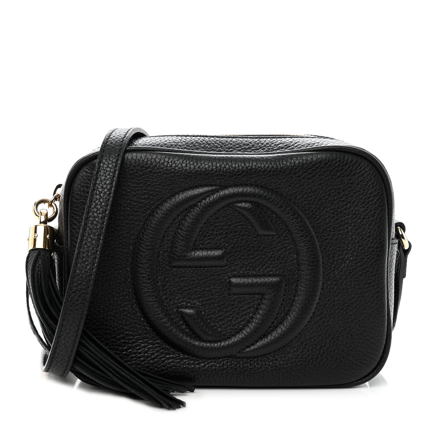 Pebbled Calfskin Small Soho Disco Bag Black