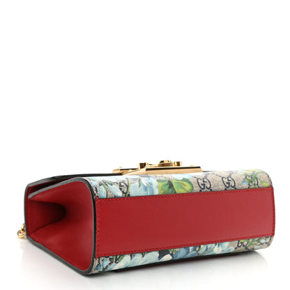 Gucci GG Supreme Monogram Blooms Small Padlock Shoulder Bag Beige Blue Navy Hibiscus Red 4 of 9