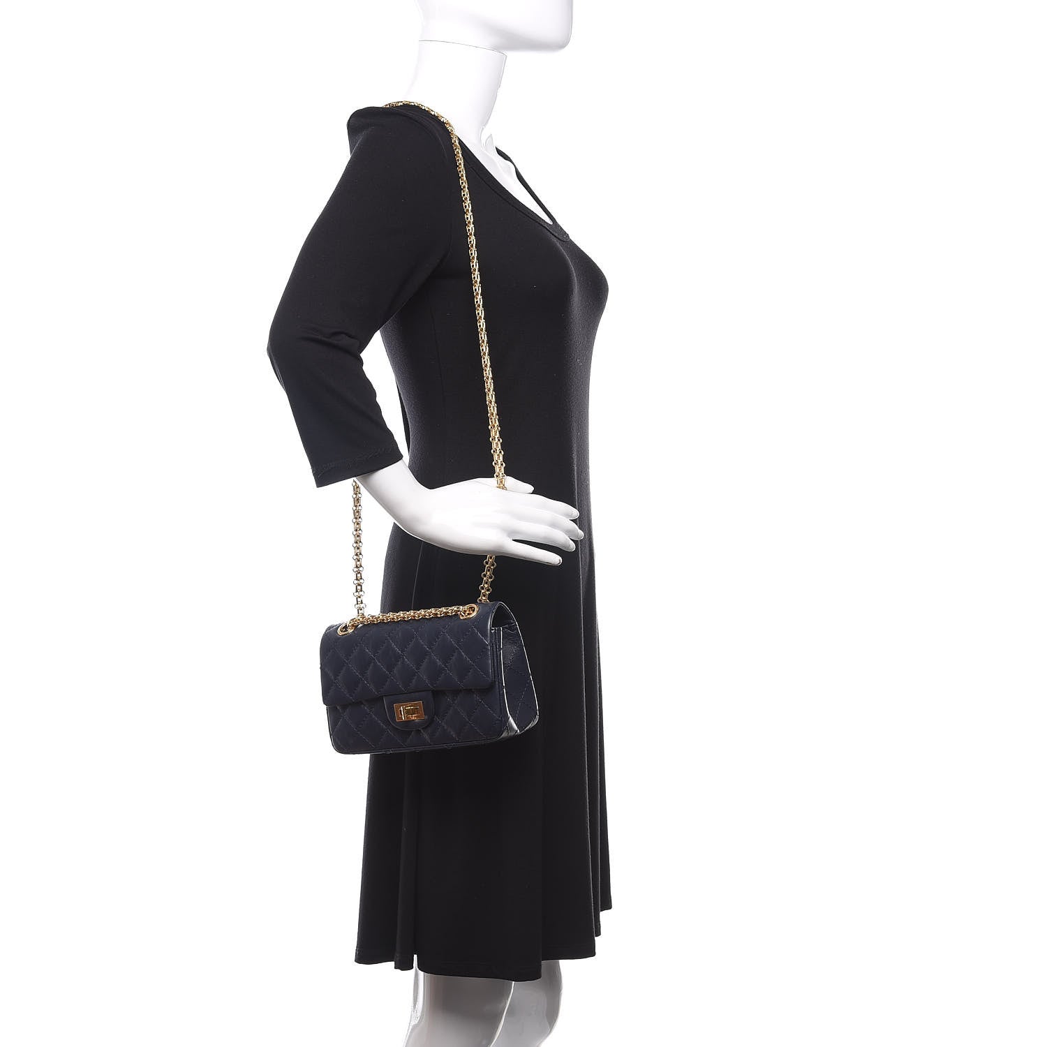 Chanel Aged Calfskin Quilted 2.55 Reissue Mini Flap Navy 2 of 11