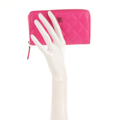 Chanel Caviar Quilted Small Zip Around Wallet Fuchsia 2 of 8