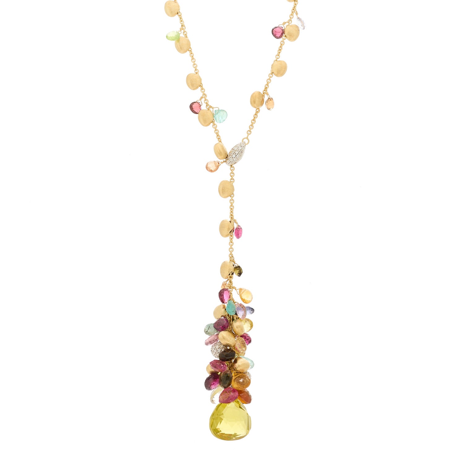 Marco Bicego 18K Yellow Gold Diamond Multi Gemstone Paradise Lavalier Necklace 1 of 4