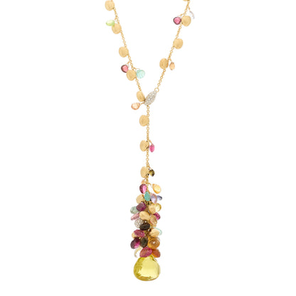Marco Bicego 18K Yellow Gold Diamond Multi Gemstone Paradise Lavalier Necklace 1 of 4