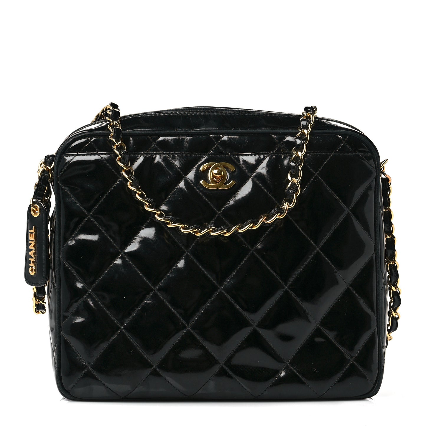 Patent Quilted Tassel Camera Case Black