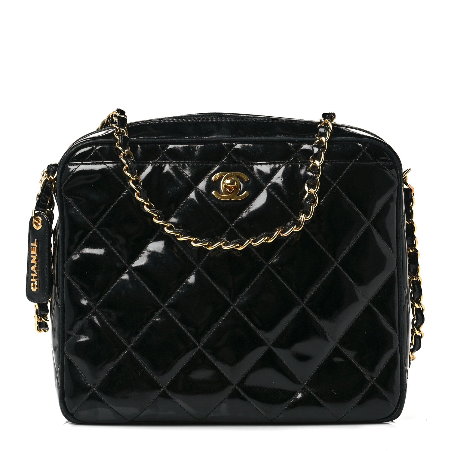 Chanel Patent Quilted Tassel Camera Case Black 1 of 9