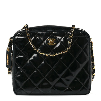 Chanel Patent Quilted Tassel Camera Case Black 1 of 9