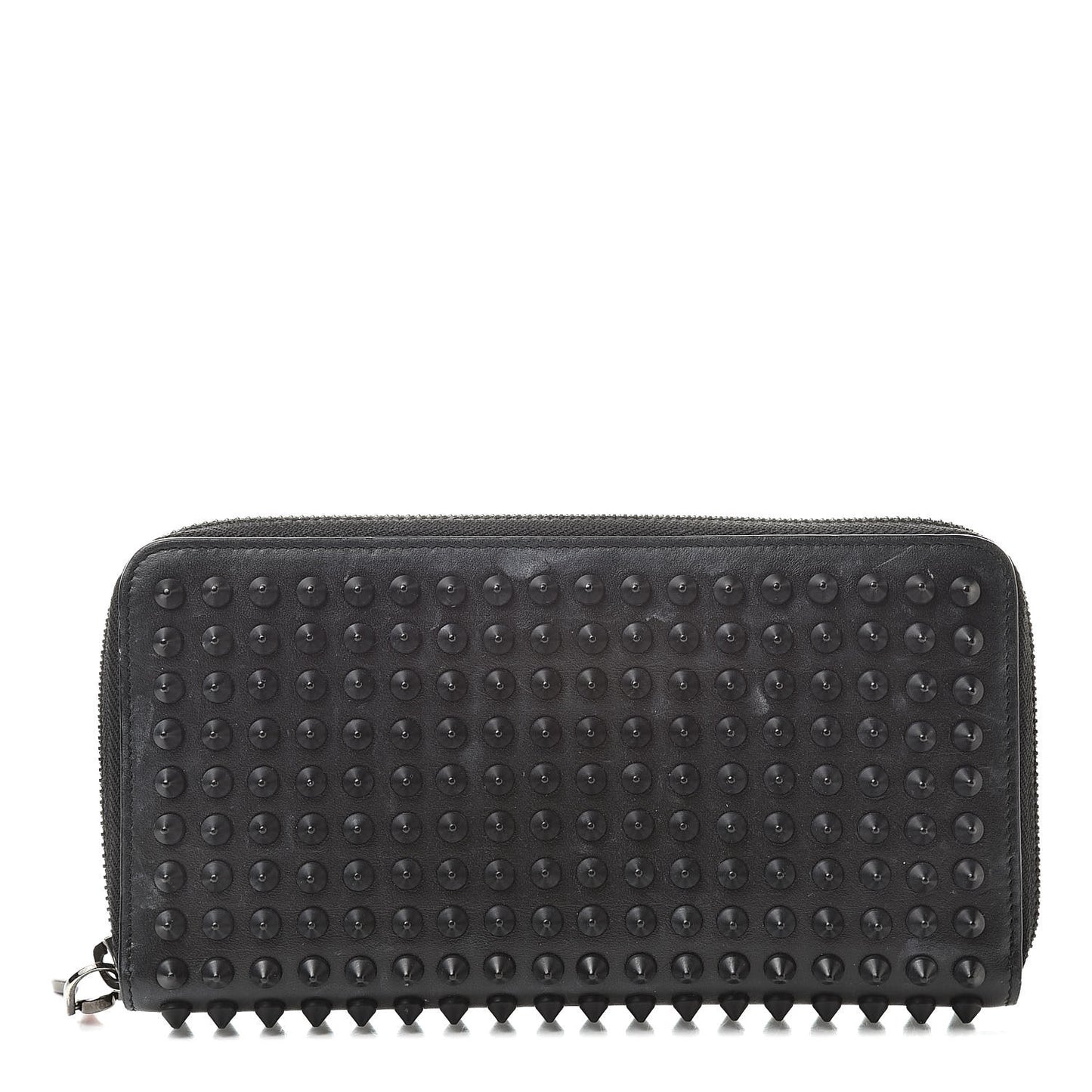 Calfskin Panettone Spiked Zip Around Wallet Black