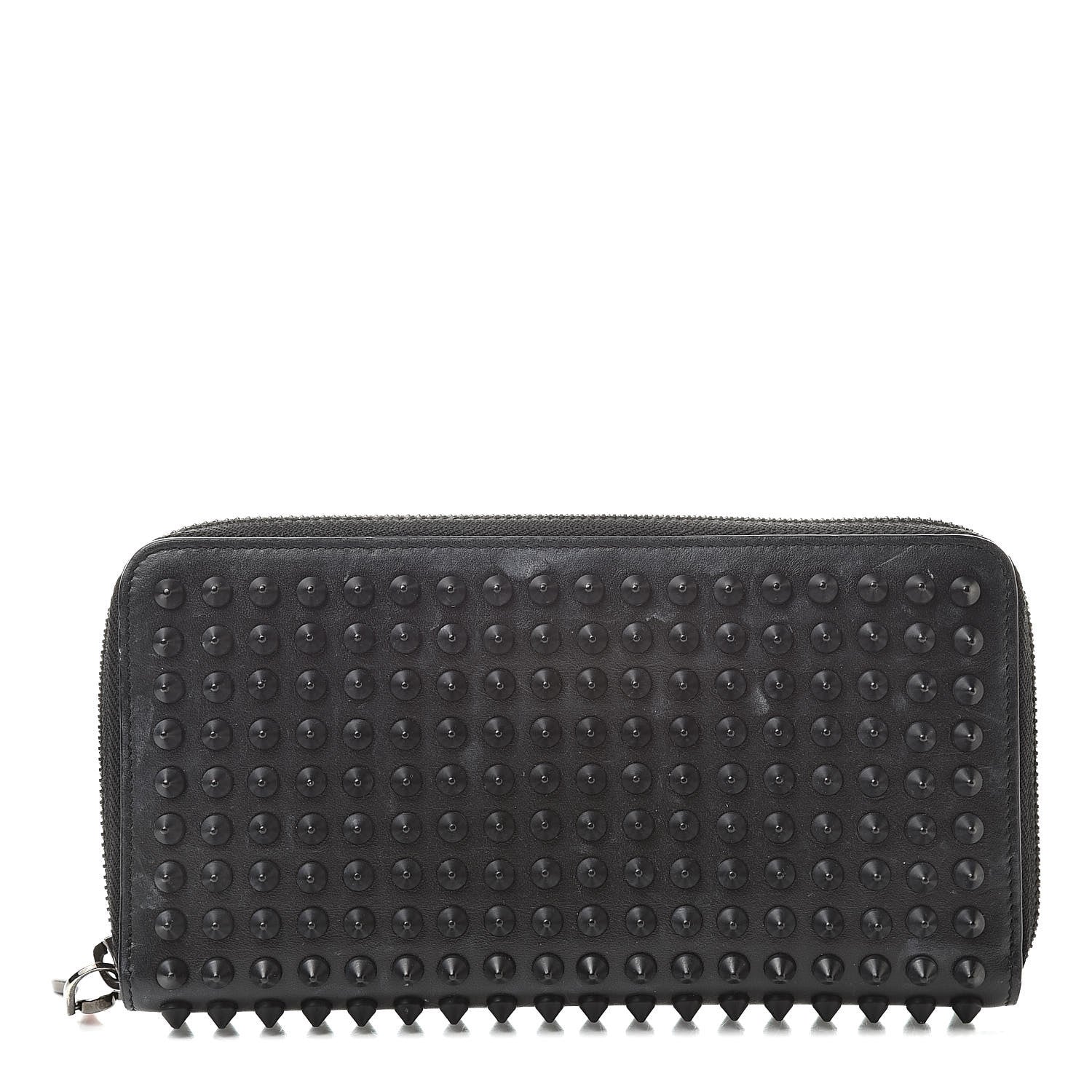 Christian Louboutin Calfskin Panettone Spiked Zip Around Wallet Black 1 of 10