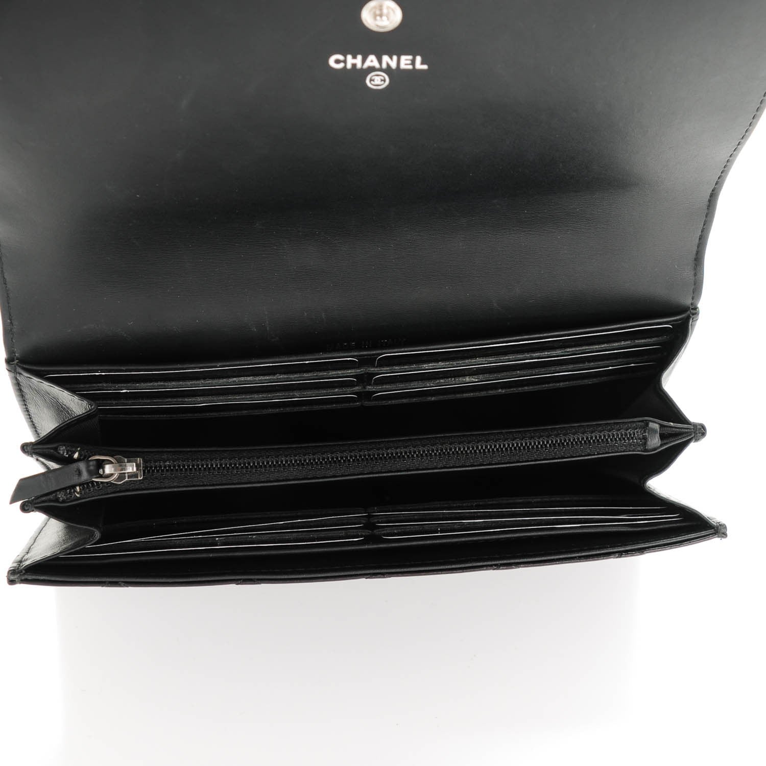 Chanel Glazed Calfskin Quilted Coco Boy Large Gusset Flap Wallet Black 5 of 9