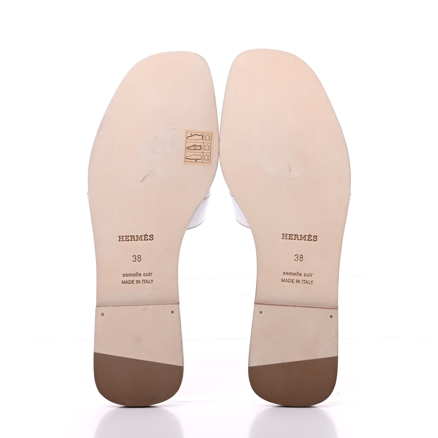 Hermes Box Calfskin Oran Sandals 38 White 5 of 9
