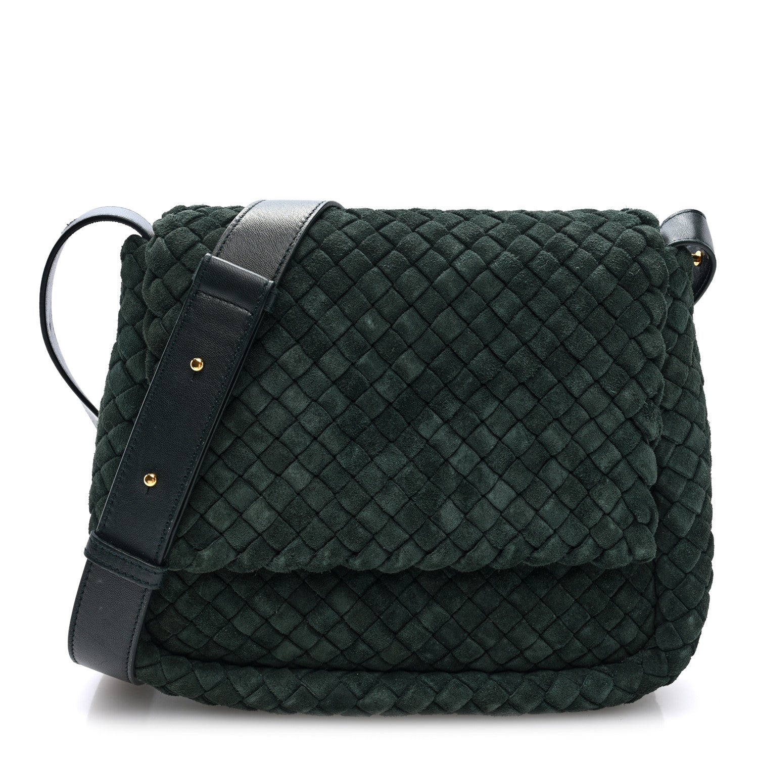 Bottega Veneta Suede Intrecciato Small Cobble Messenger Bag Emerald Green 1 of 10