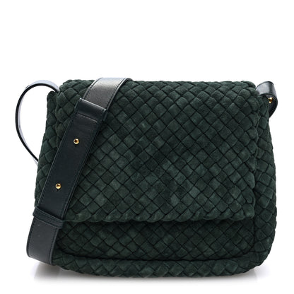 Bottega Veneta Suede Intrecciato Small Cobble Messenger Bag Emerald Green 1 of 10