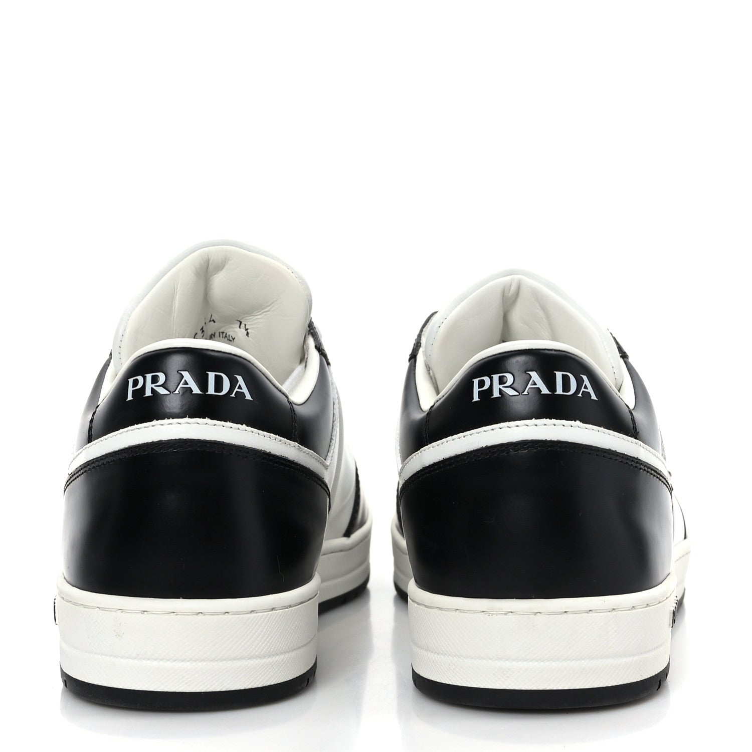 Prada Vitello Sport Spazzolato Rois Metal Triangle Logo Mens Downtown Low Top Sneakers 7.5 White Black 5 of 9