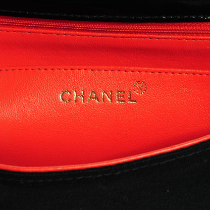 Chanel Patent Jersey Shoulder Flap Bag Black 6 of 8