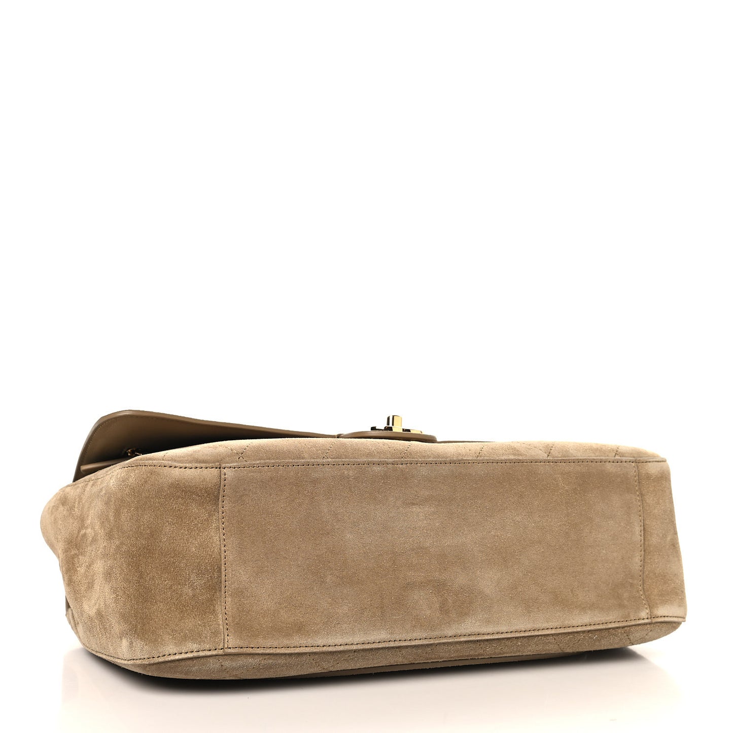 Suede Calfskin Small Souplissimo Maxi Flap Dark Beige
