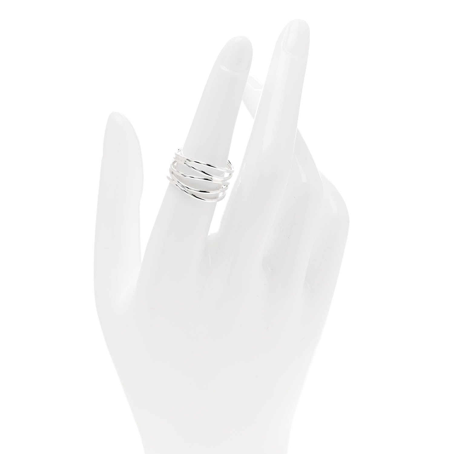 Tiffany Sterling Silver Elsa Peretti 5 Row Wave Ring 53 6.5 2 of 4