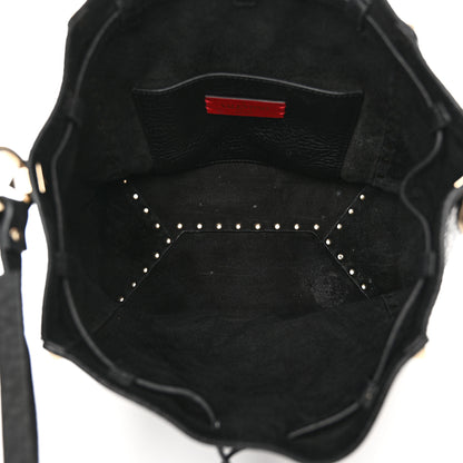 Valentino Garavani Grained Calfskin Rockstud Bucket Bag Black 6 of 12