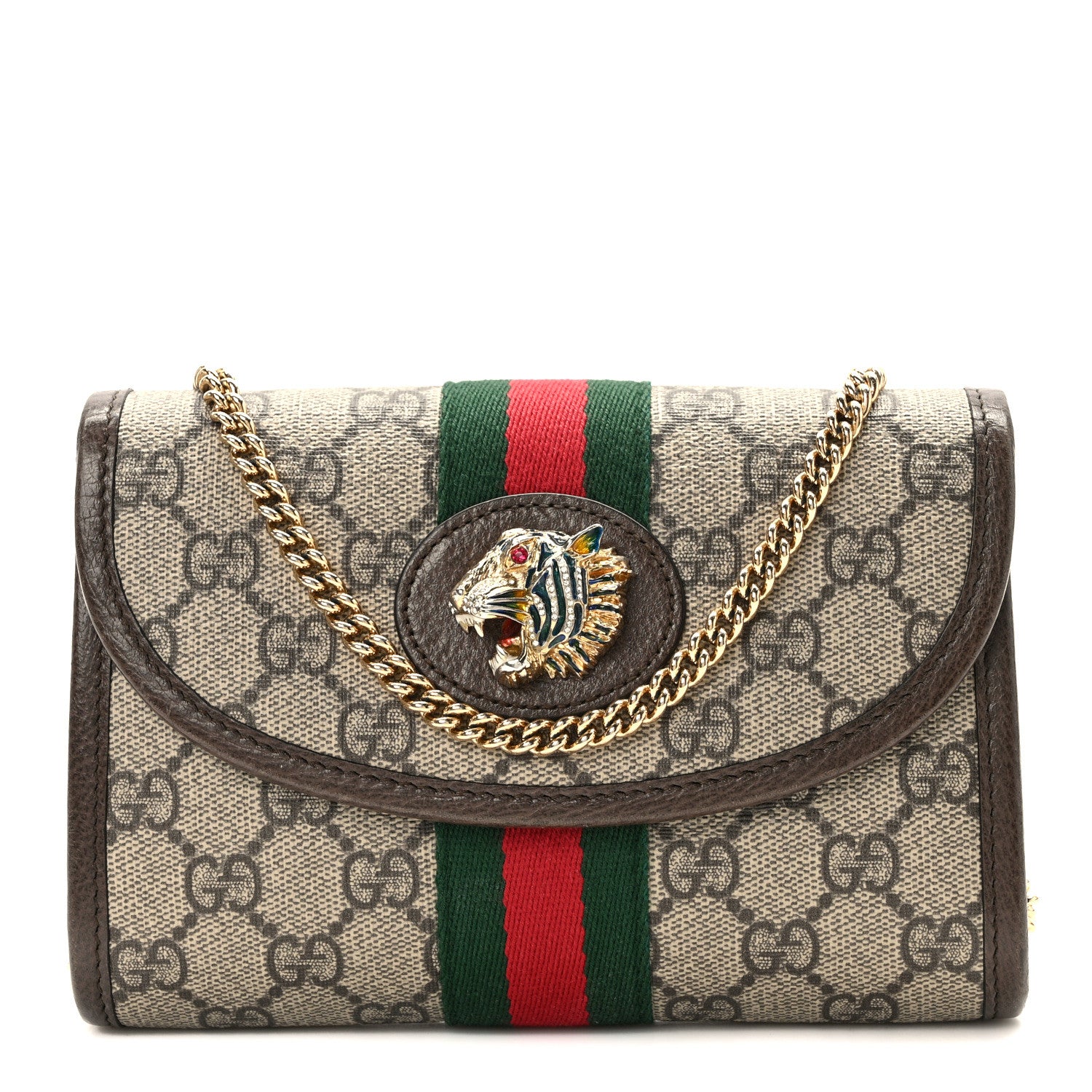 Gucci GG Supreme Monogram Web Mini Rajah Slim Flap Shoulder Bag Beige New Acero 1 of 11