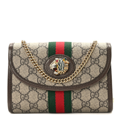 Gucci GG Supreme Monogram Web Mini Rajah Slim Flap Shoulder Bag Beige New Acero 1 of 11
