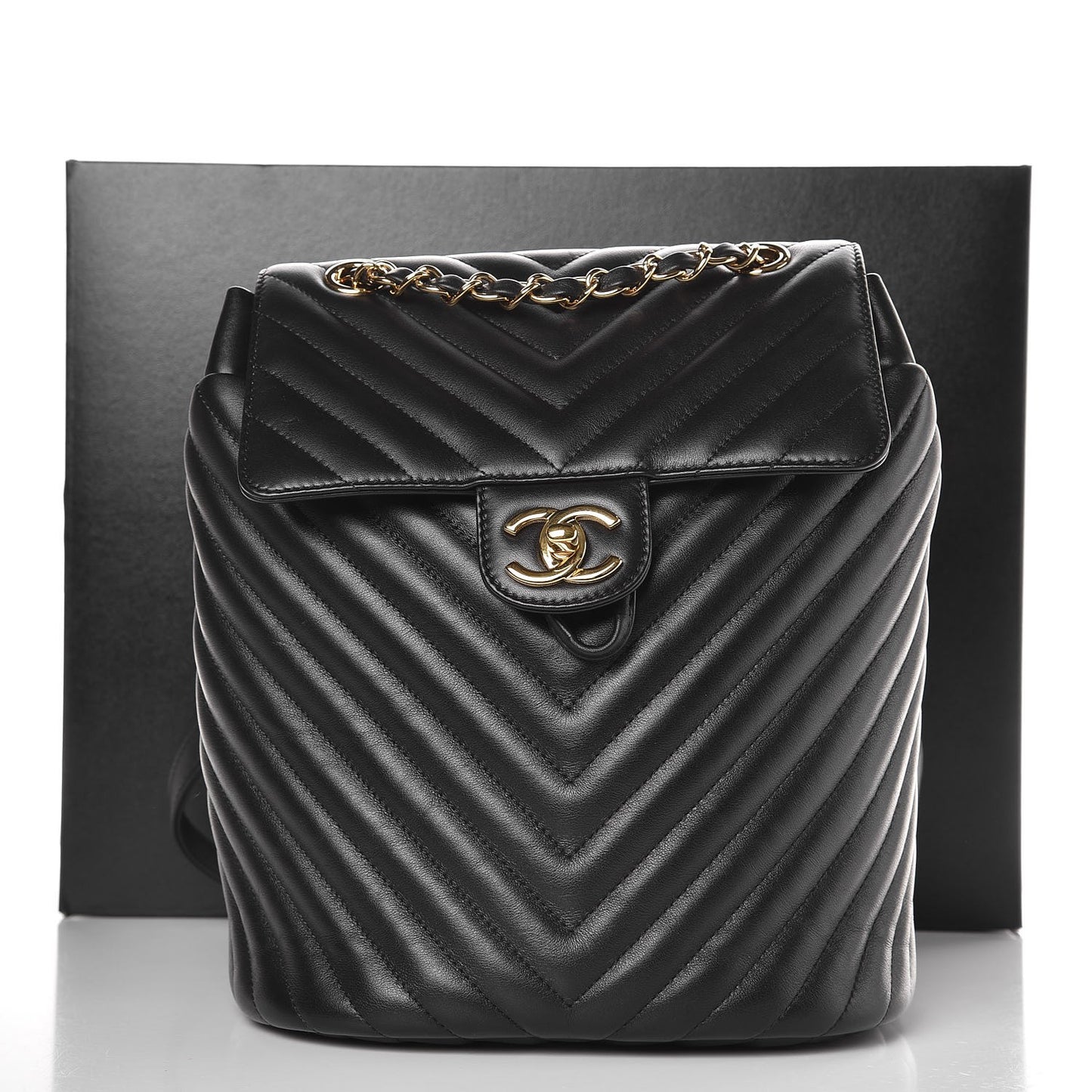 Calfskin Chevron Quilted Small Urban Spirit Backpack Black