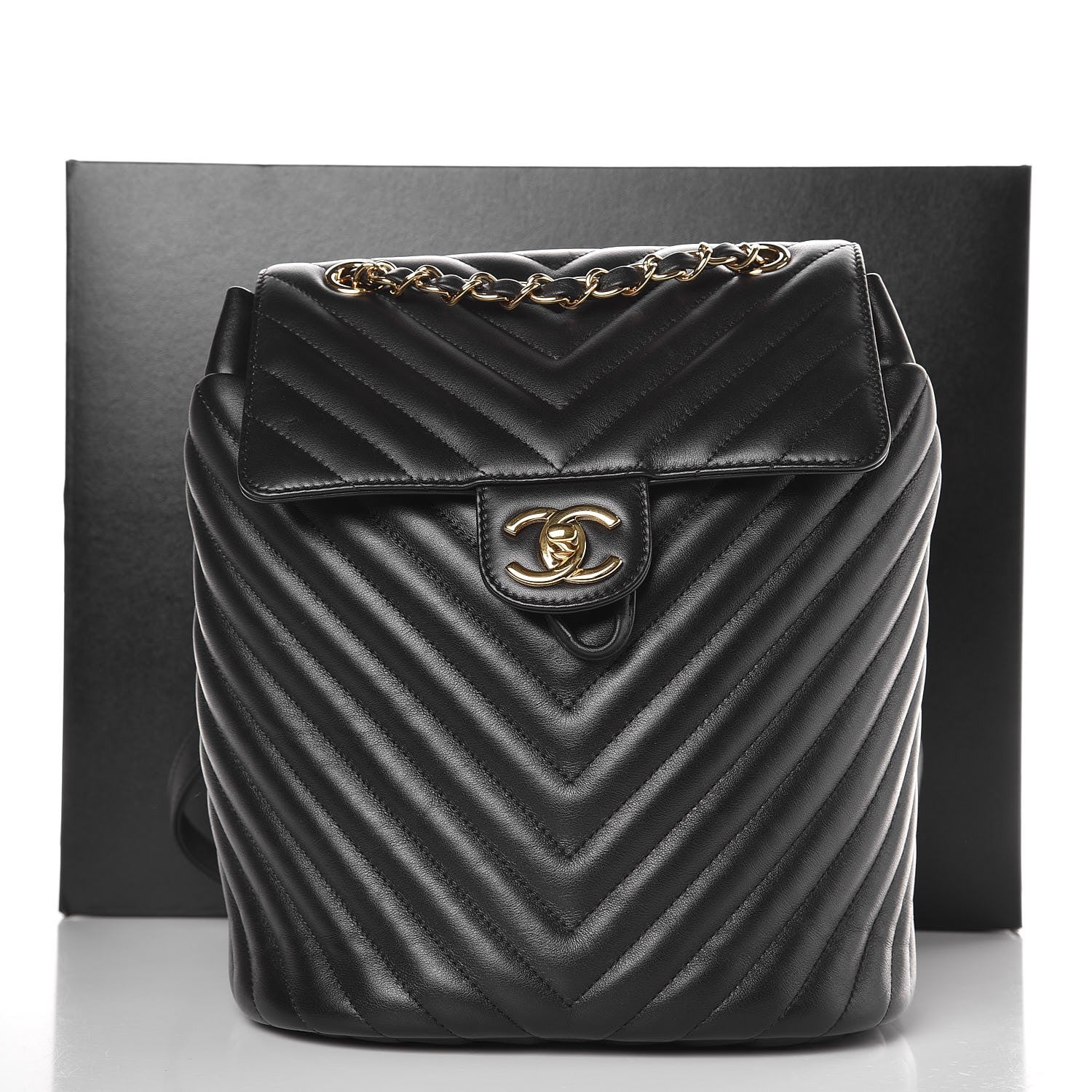 Chanel Calfskin Chevron Quilted Small Urban Spirit Backpack Black 8 of 8
