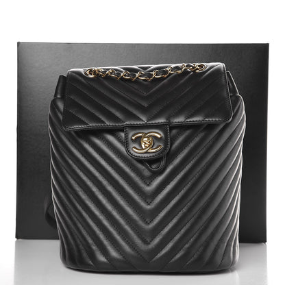 Chanel Calfskin Chevron Quilted Small Urban Spirit Backpack Black 8 of 8