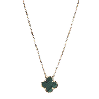 Van Cleef & Arpels 18K Yellow Gold Malachite Vintage Alhambra Pendant Necklace 1 of 8