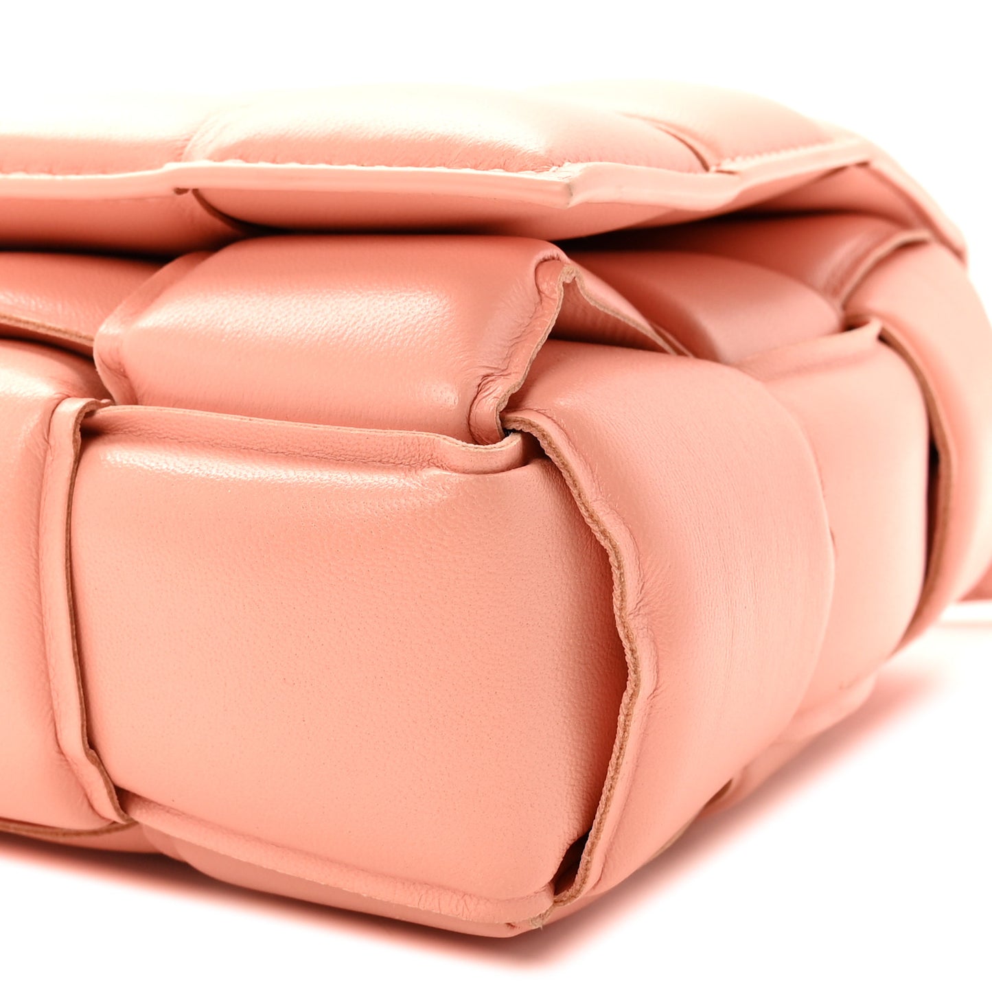 Nappa Maxi Intreccio Padded Cassette Crossbody Bag Peachy