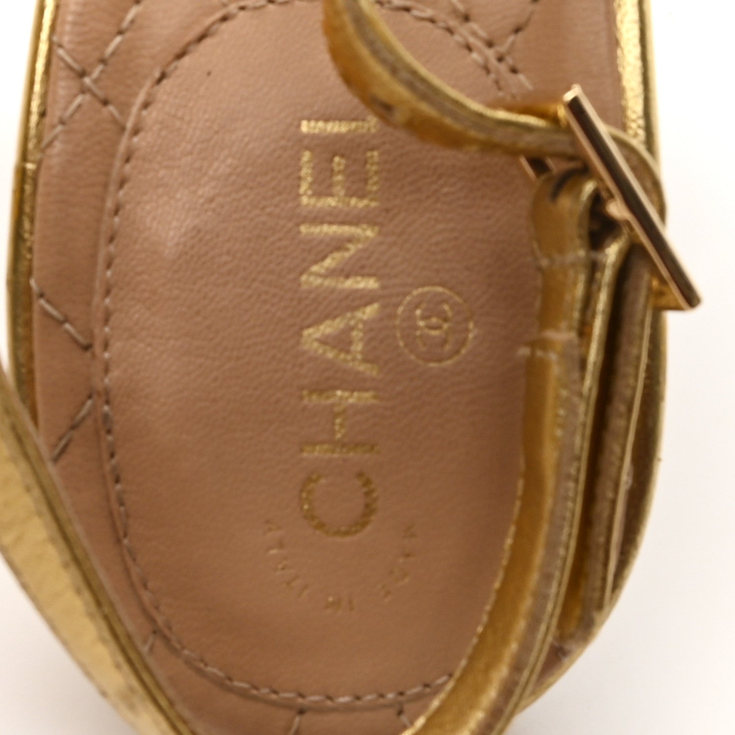 Chanel Metallic Calfskin PVC Peep Toe Heels 41 Gold 8 of 8