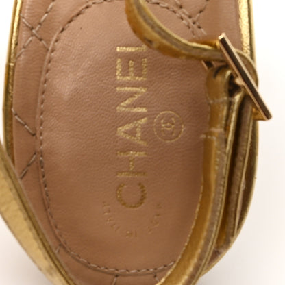 Chanel Metallic Calfskin PVC Peep Toe Heels 41 Gold 8 of 8