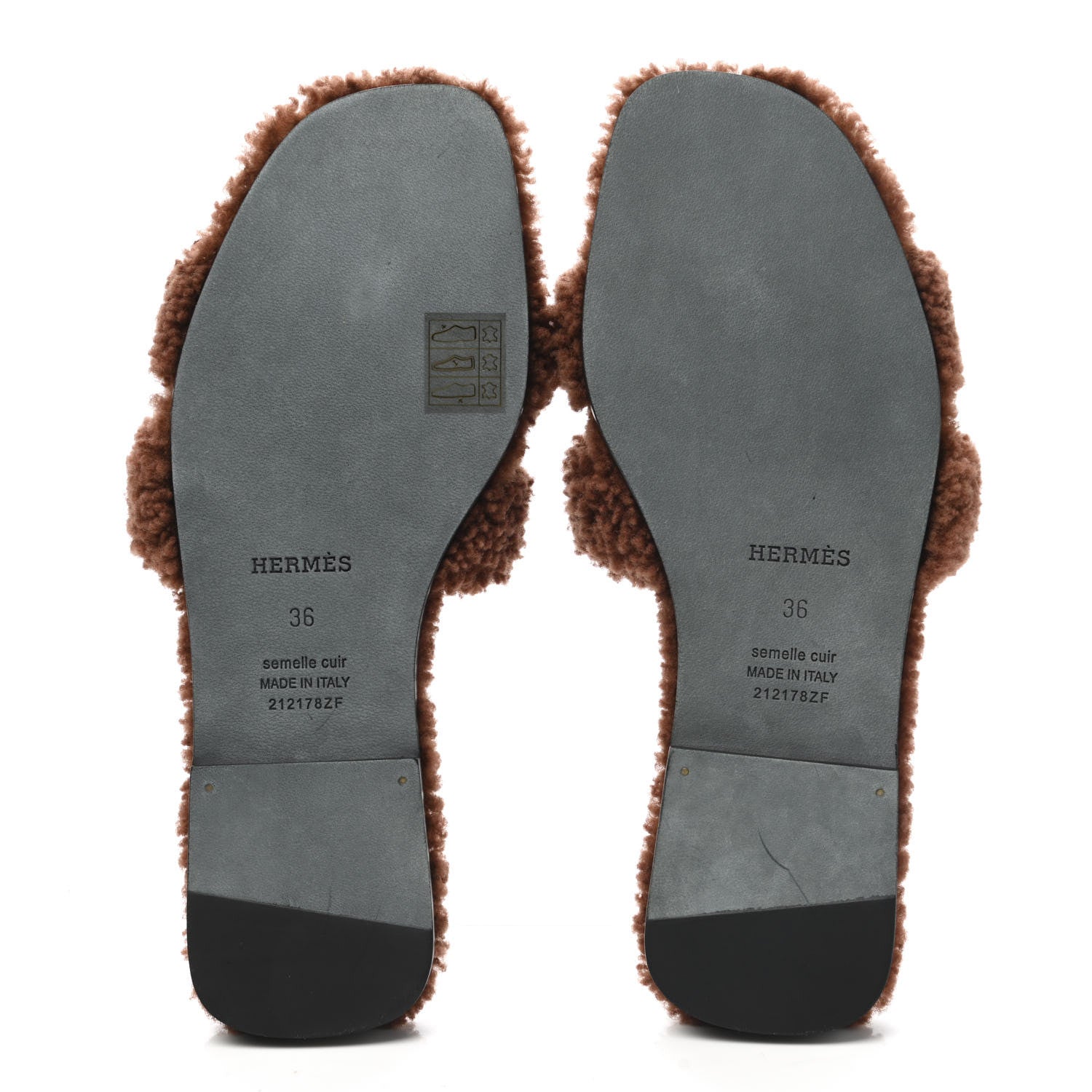 Hermes Woolskin Oran Sandals 36 Cognac 5 of 8