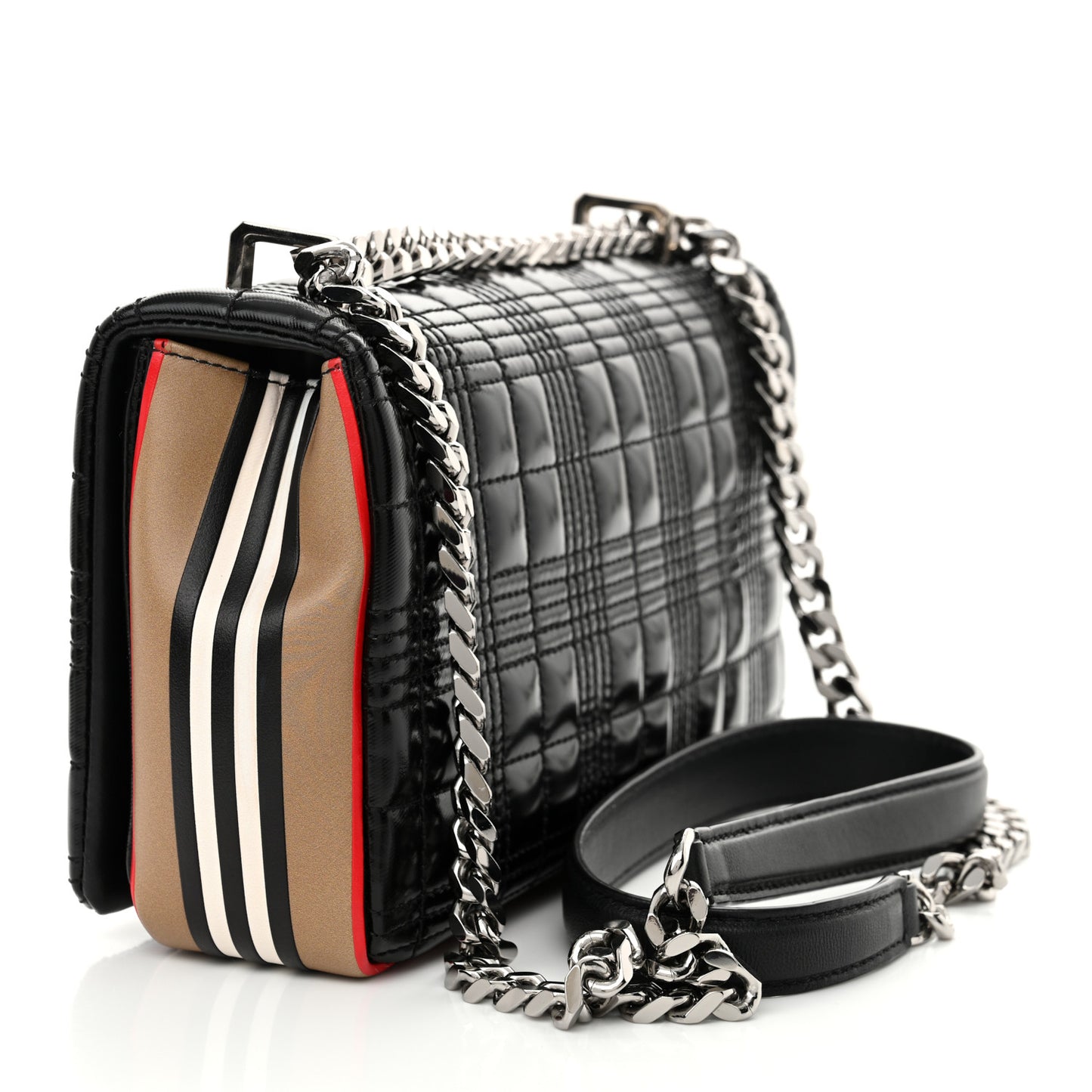 Patent Quilted House Check Lola Bag Black