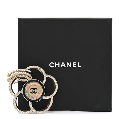 Chanel Resin Crystal CC Camellia Drop Single Clip On Earring Gold Black 8 of 8