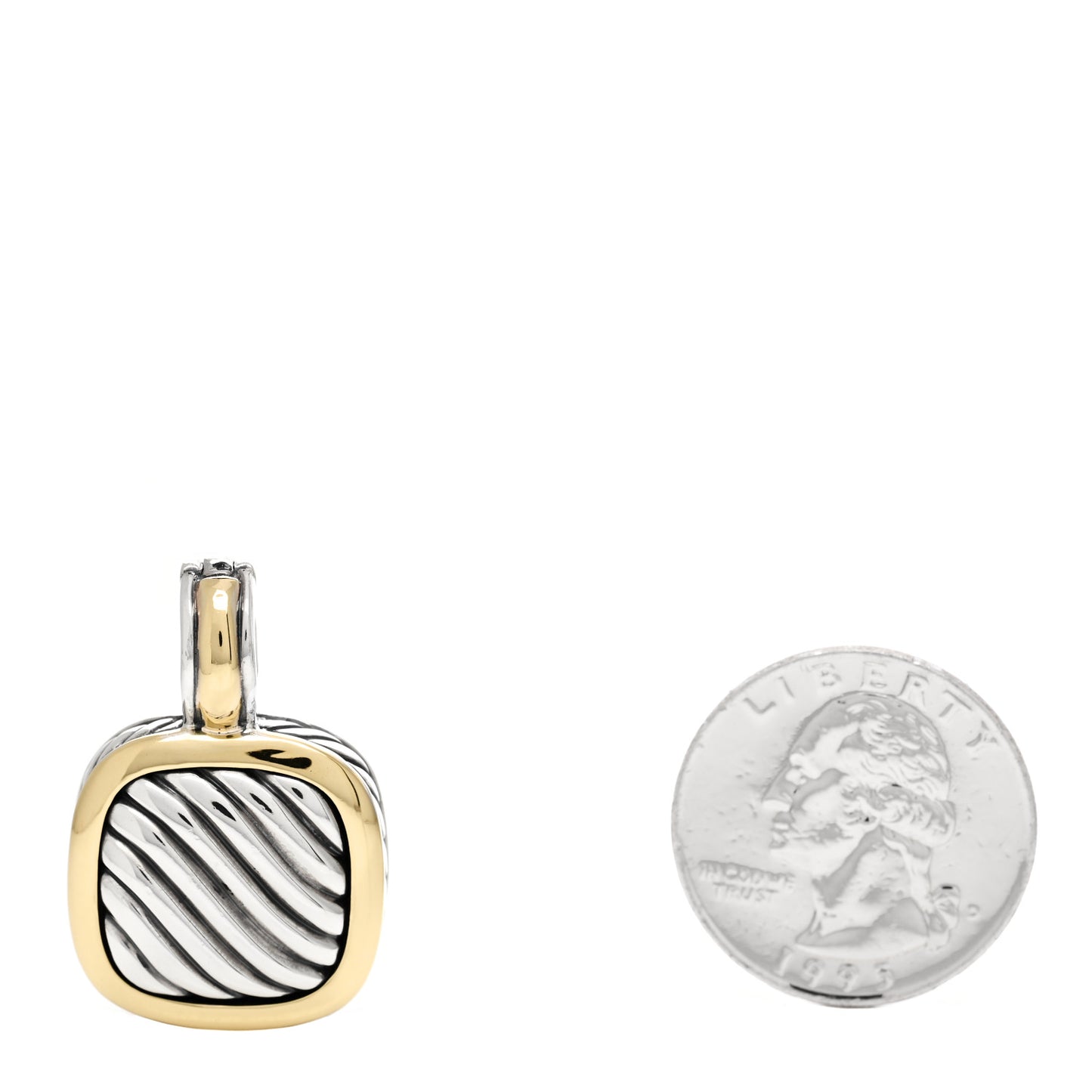 Sterling Silver 18K Yellow Gold Sculpted Cable Enhancer Pendant