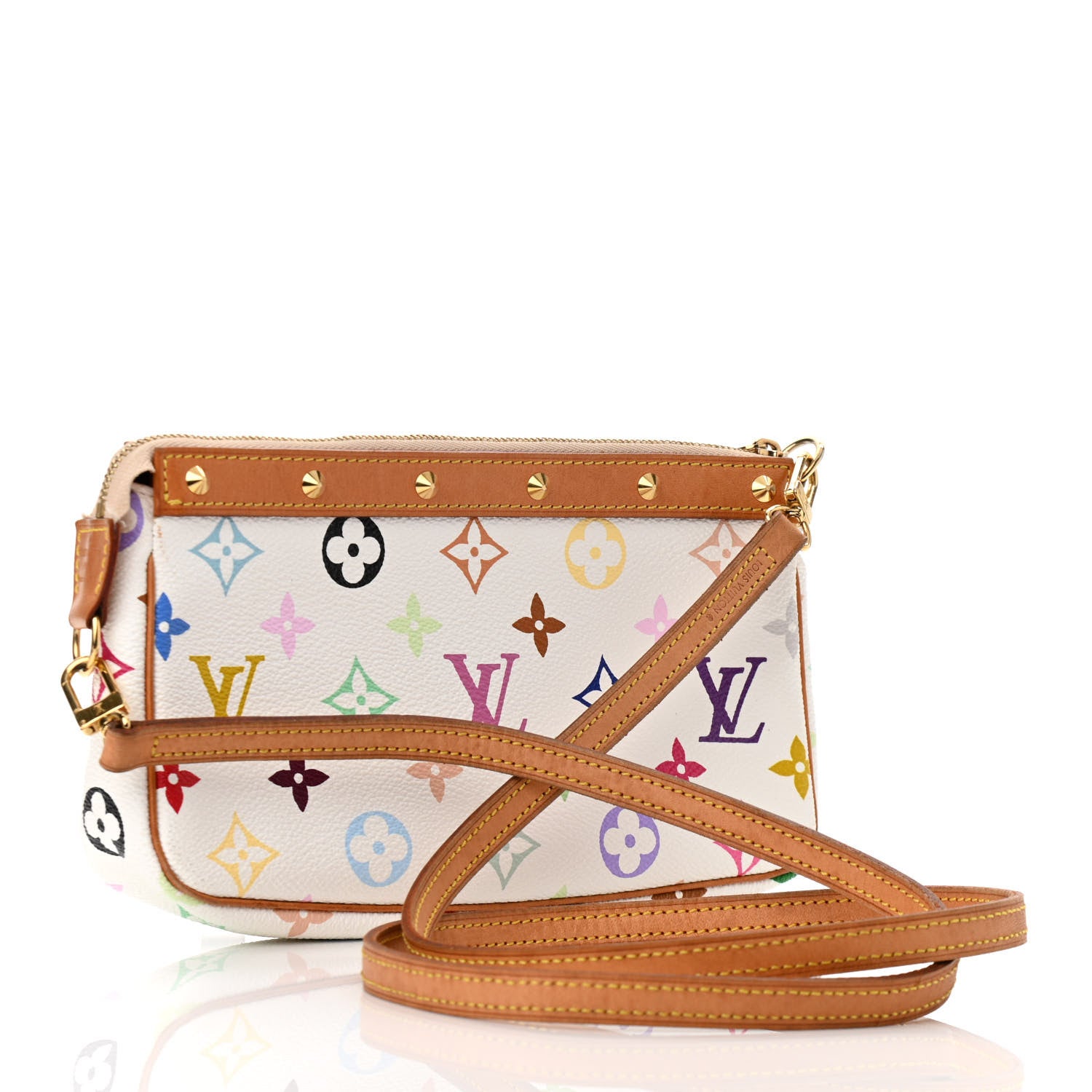 Louis Vuitton Monogram Multicolor Pochette Accessories White Long Strap 3 of 10