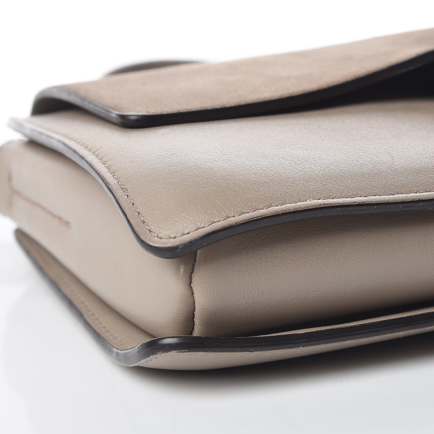 Suede Calfskin Small Faye Shoulder Bag Motty Grey