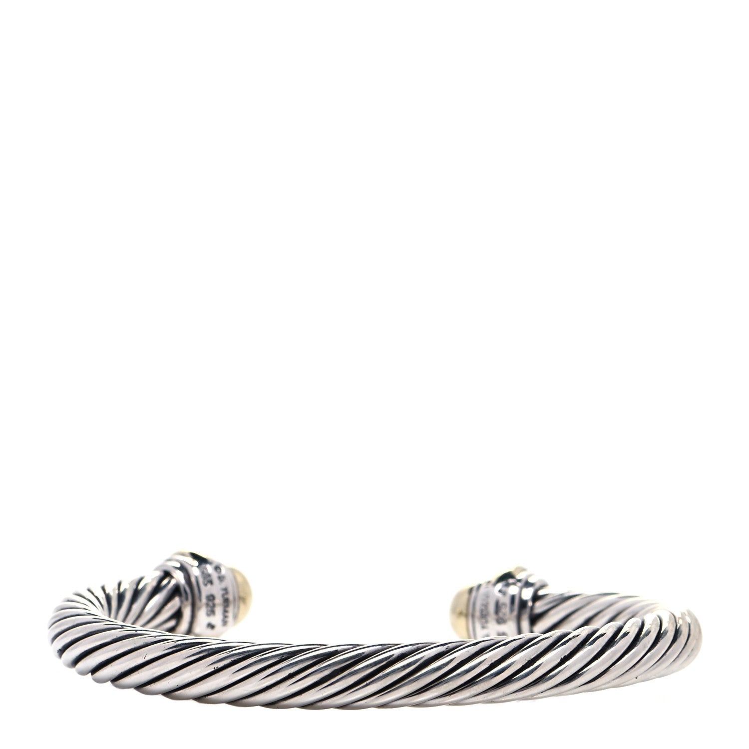 David Yurman Sterling Silver 14K Yellow Gold 7mm Cable Classics Bracelet 3 of 5