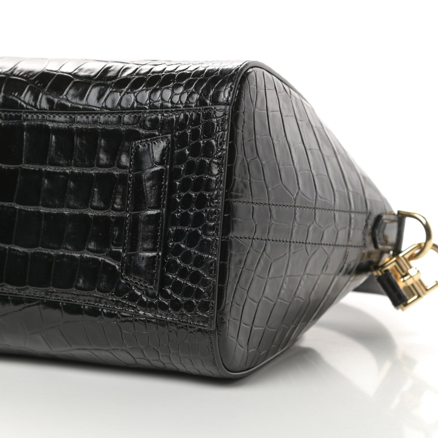 Calfskin Crocodile Embossed Small Antigona Black