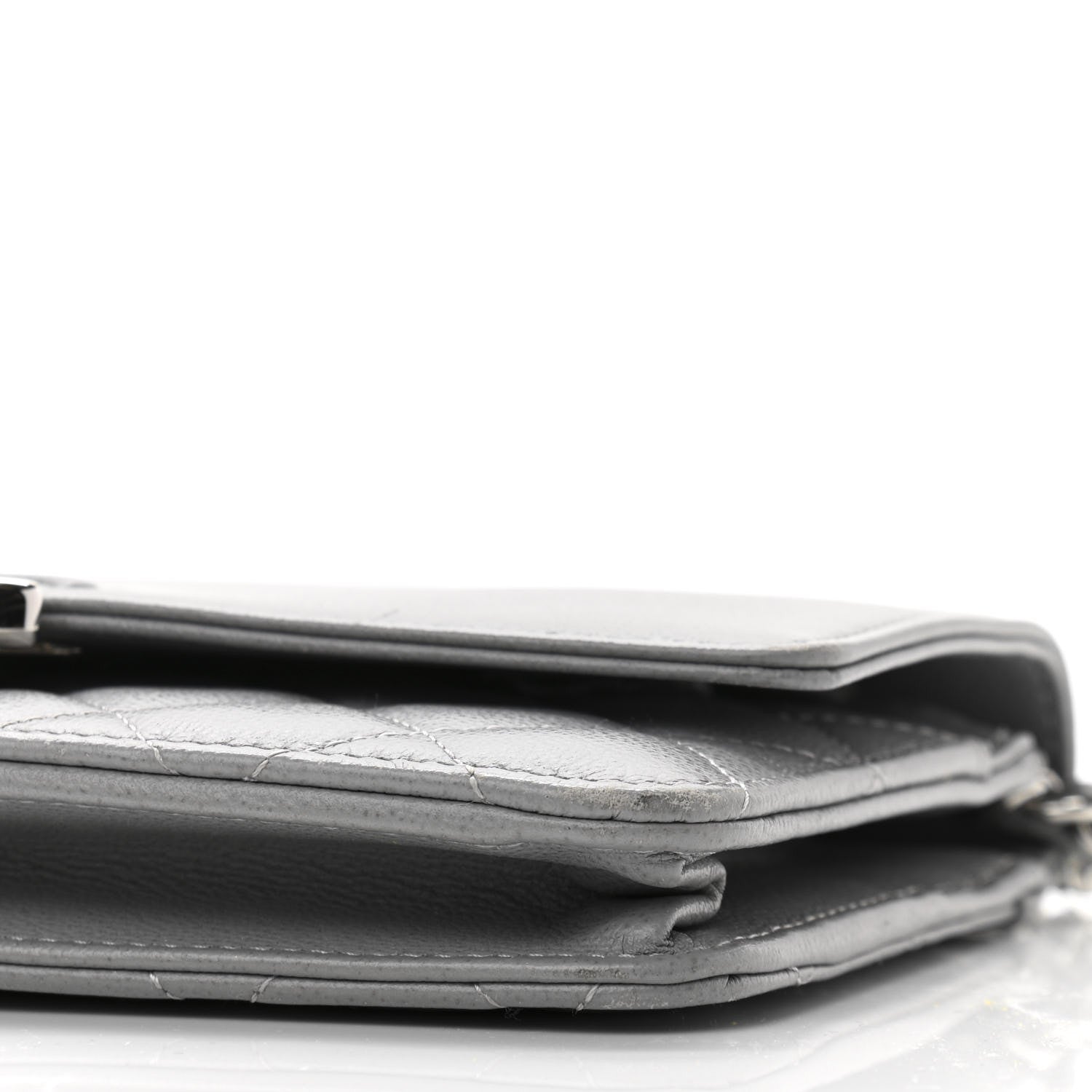 Chanel Grained Calfskin Quilted CC Box Wallet On Chain WOC Grey 9 of 10