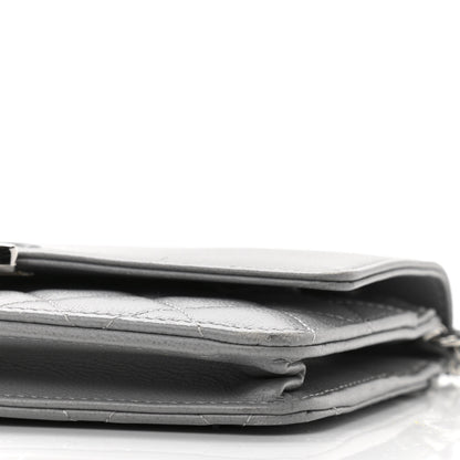 Chanel Grained Calfskin Quilted CC Box Wallet On Chain WOC Grey 9 of 10