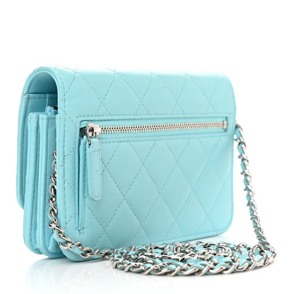 Chanel Lambskin Quilted Mini Wallet On Chain WOC Neon Blue 3 of 11