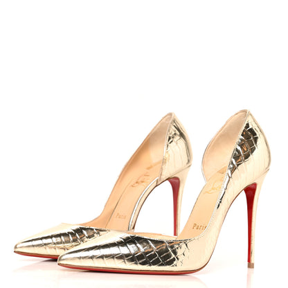 Christian Louboutin Metallo Cocco Iriza 100 Pumps 38 Platine 3 of 8