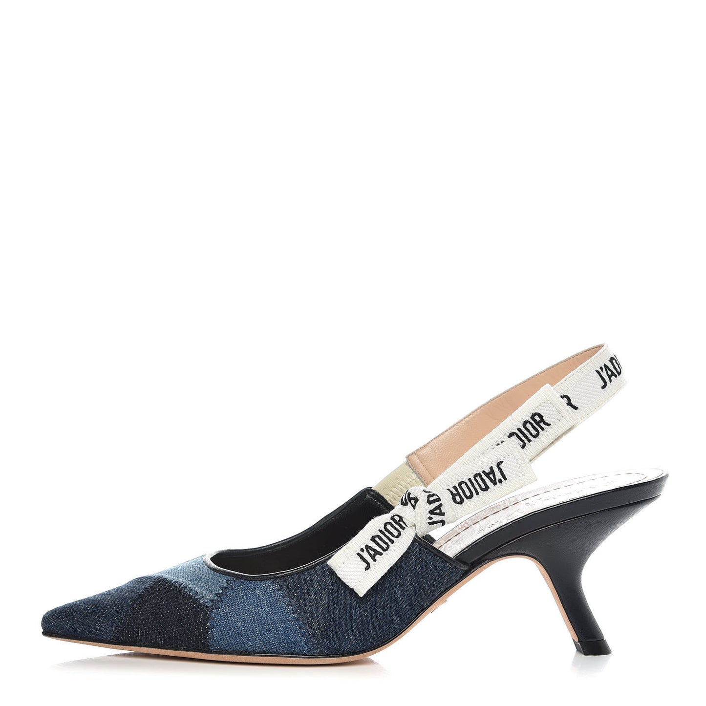 Denim Ribbon Patchwork J'Adior Slingback 65mm Pumps 38 Deep Blue