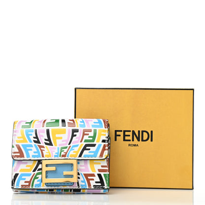 Fendi X SARAH COLEMAN Vitello FF Fish Eye Tri-Fold Wallet Multicolor Cyber Blue 8 of 8