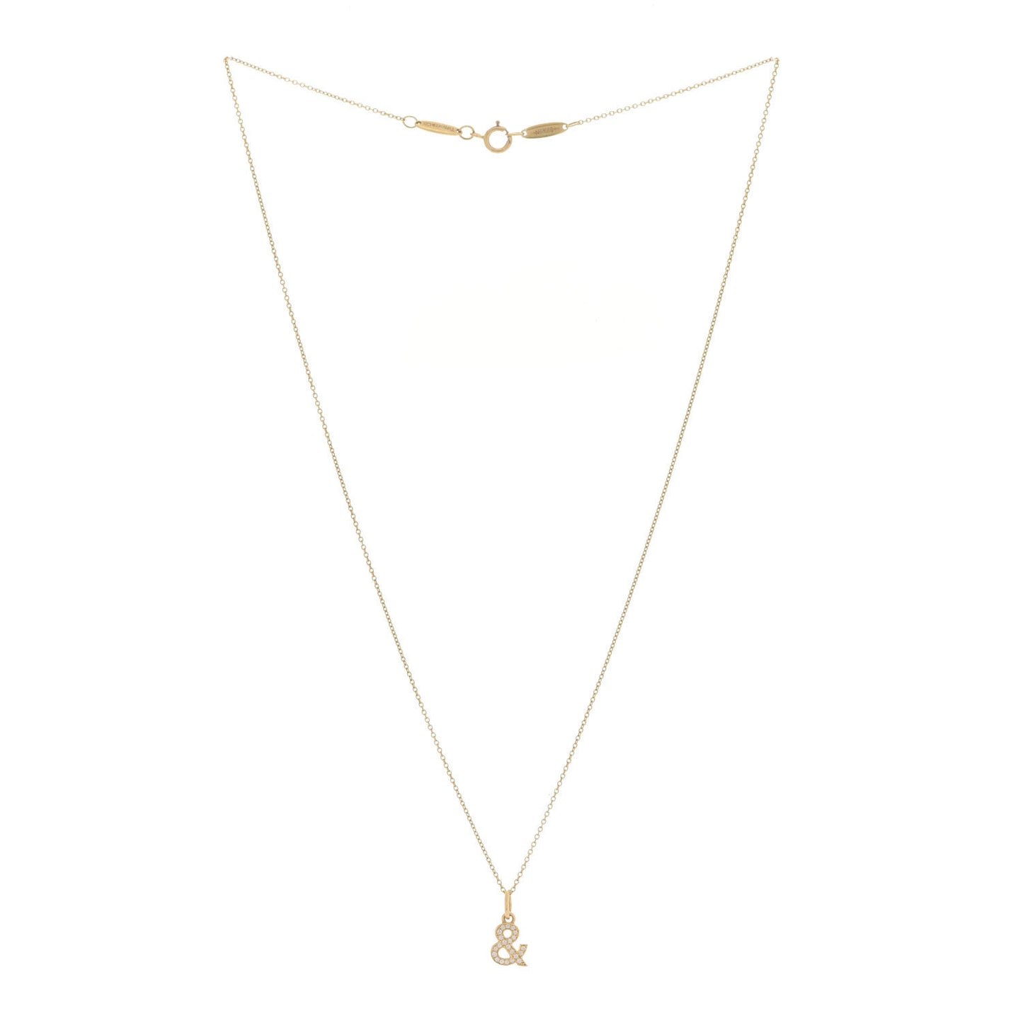 18K Yellow Gold Diamond Ampersand Pendant Necklace