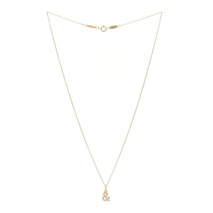 Tiffany 18K Yellow Gold Diamond Ampersand Pendant Necklace 3 of 7