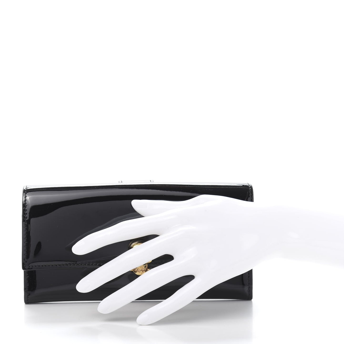 Patent Skull Continental Wallet Black