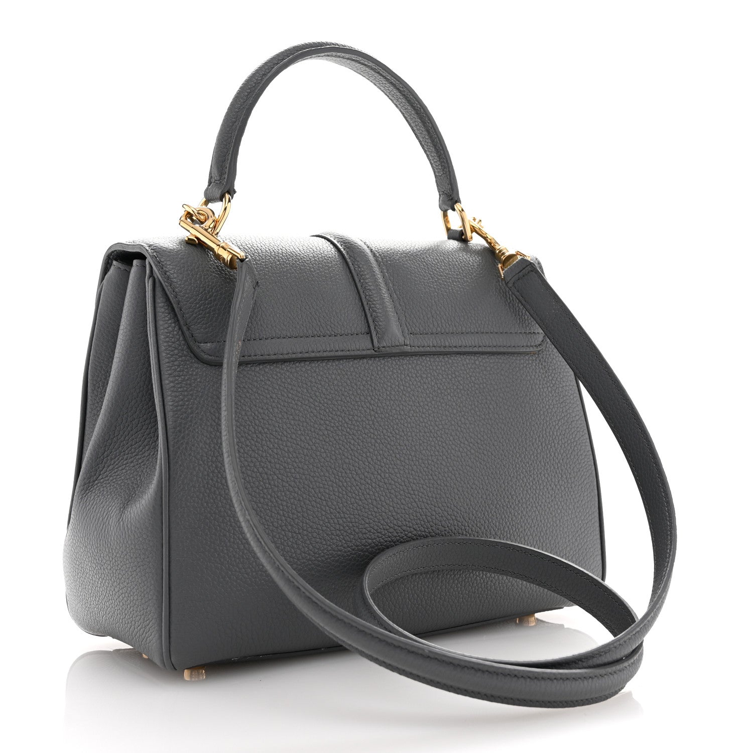 Celine Grained Calfskin Small 16 Top Handle Bag Storm 3 of 13
